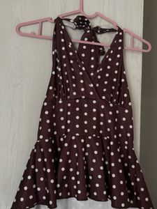 Brown Polka Dot Halter Top