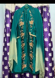 Green Embroidered Teal Kurta Set
