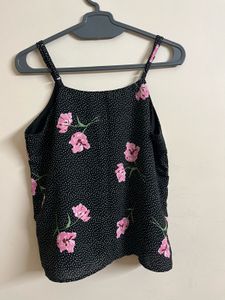 Black Floral Spaghetti Strap Top