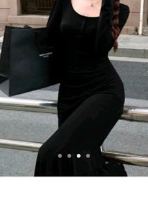 french fishtail fitted sleeves button dress from S