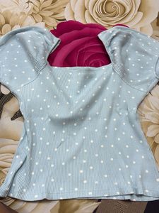 Cute Polka Dot Puff Sleeve Top