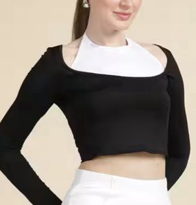 Basic Black Long Sleeve Crop Top