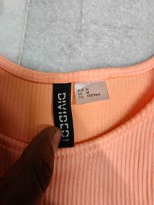H&amp;M Ribbed Peach Bodycon Mini Dress
