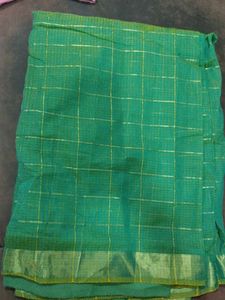 Elegant Green Checkered Saree