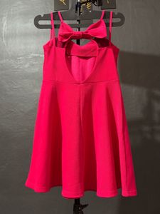 Hot Pink Fit &amp; Flare Bow Dress
