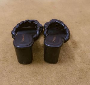 Stylish Black Braided Heeled Sandals