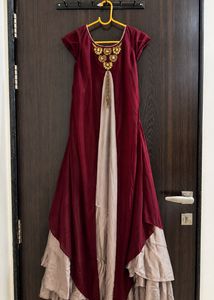 Maroon Indo-Western Party Wear Gown