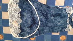 Boho Tie-Dye Lace Trim Dress unused
