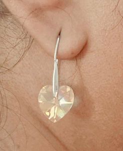 Sparkling Heart Crystal Earrings 925 silver
