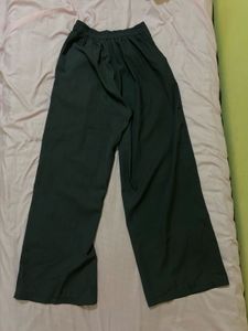 Dark Green Wide-Legged Trousers