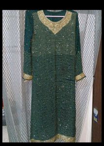 Elegant Green Sequined Kurta Set