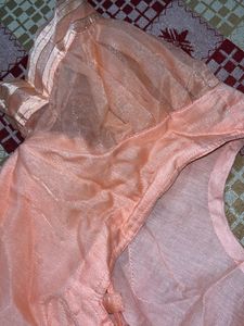 Elegant Peach Embroidered Saree