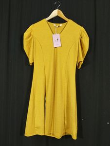 Saaki Yellow Round Neck Dress (Women)