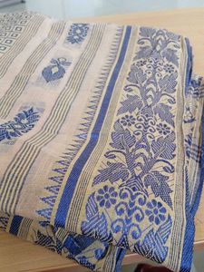 Elegant Beige &amp; Blue Saree