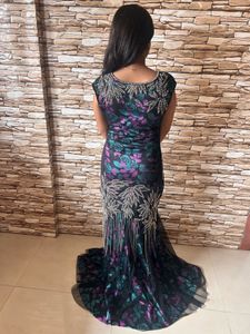 Floral Sequin Evening Gown