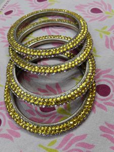 Sparkling Gold &amp; Crystal Bangles