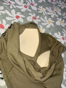 Olive Green One Shoulder Lace-Up Top