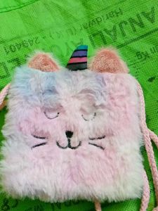 Fuzzy Cat &amp; Bear Pouches - Set of 2