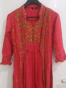 Elegant Red gown with Intricate Embroidery