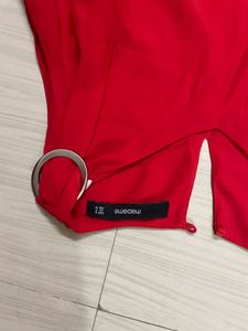 Chic Red Ring Detail Top