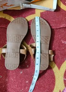 Brown Beaded Flat Sandals