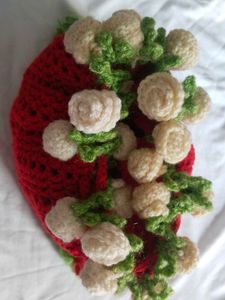 Handmade Red Crochet Drawstring Bag