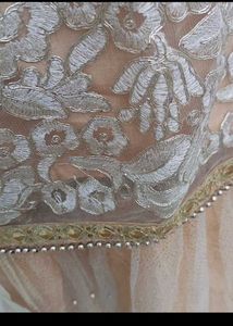 bust 40 Elegant Beige Net Embroidered Suit