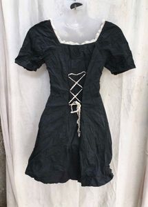Chic Black Smocked Square Neck Dress