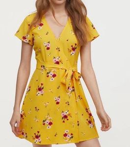 H&M Yellow Floral Wrap Dress
