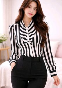 Lowest Prices_Chic Vertical Stripe Blouse & Pants
