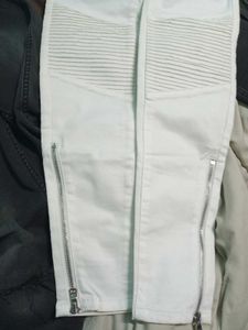 Stylish White Moto Jeans