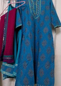 Blue Ethnic Kurta Set with Dupatta