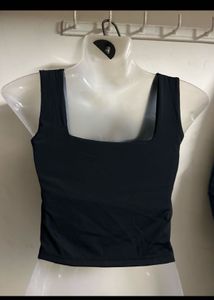 Sleek Black Square Neck Tank Top