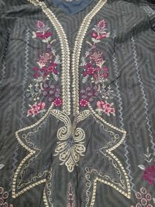 Embroidered Grey Kurta with Salwar