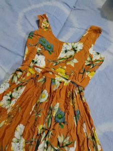 Orange Floral Print Sundress