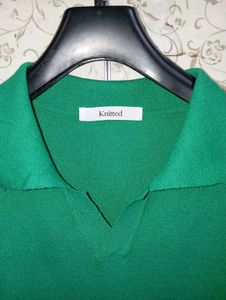 knitted cool summer Essentials open collar knit te