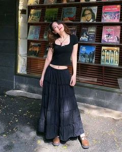 Navy blue long skirt