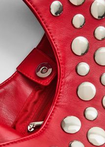 Red Studded Hobo Bag