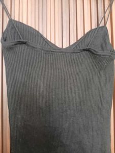 Ribbed Black Mini Dress
