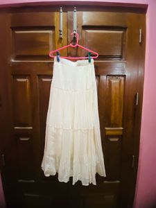 Cream Tiered Maxi Skirt