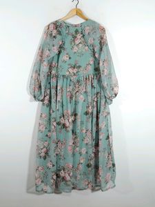 Sea Green Floral Printed Dress(women's)