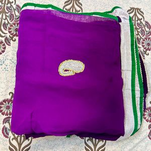 Vibrant Purple Saree with Embellishments