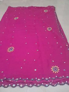 New Beautiful Pink Embellished Saree