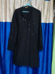 Men's Black Kurta with Sequins