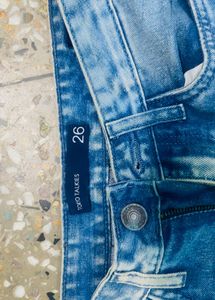 Blue Distressed Flare Jeans