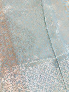 Sky Blue Saree with Picofall &amp; Unstitched Blouse
