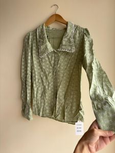 Green Floral Blouse with tag
