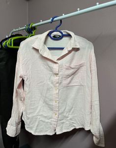 Light Pink Textured Button-Up Shirt