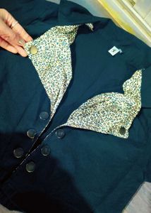 Unique Black Jacket with Leopard Print Detail