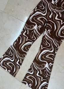 Brown graphic bootcut trousers